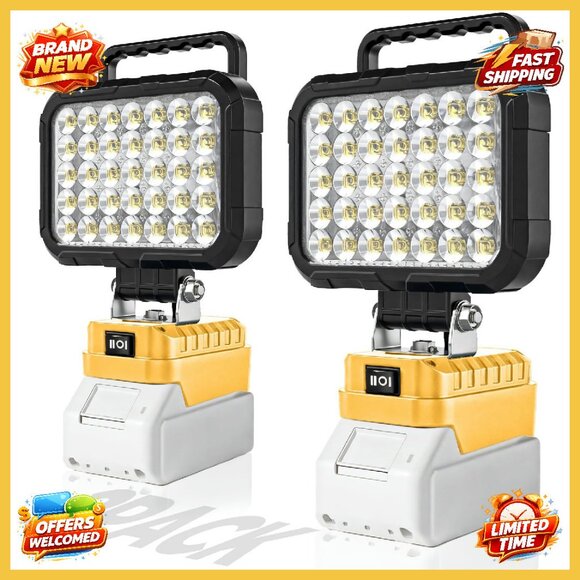 Cordless LED Work Light Dual USB Charging Bright Portable Outdoor Flashlight